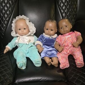 American Girl Baby Doll Trio in Teal, Blue, and Pink